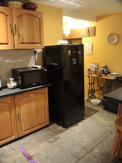 Mr's F's  new  fridge
matches  the  dishwasher, the oven , the  microwave and  the  dog...
