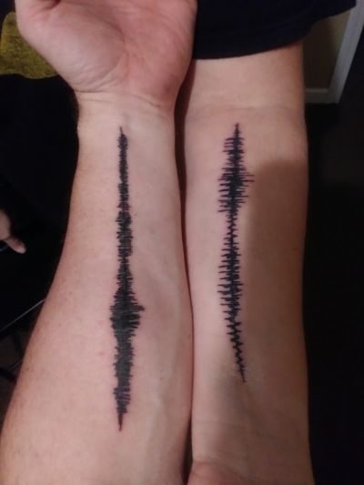 Our Anniversary Gift to one another
My tattoo is my wife saying "I love you"
Her tattoo is me saying "I love you"
